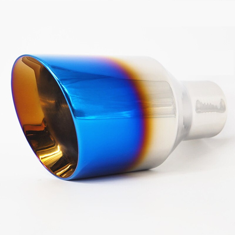 Reejim 65*114*200 Slanted Cut Outlet Blue Burnt Slanted Stainless Steel Universal Car Muffler Tip Car Exhaust Tip Car-Stying