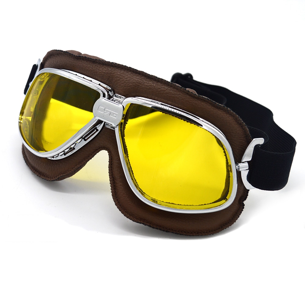 Mooreaxe-Gafas de motocicleta Vintage para hombre y mujer, lentes para casco de moto, Cafe Racer, Chopper, Bobber, todoterreno, color amarillo
