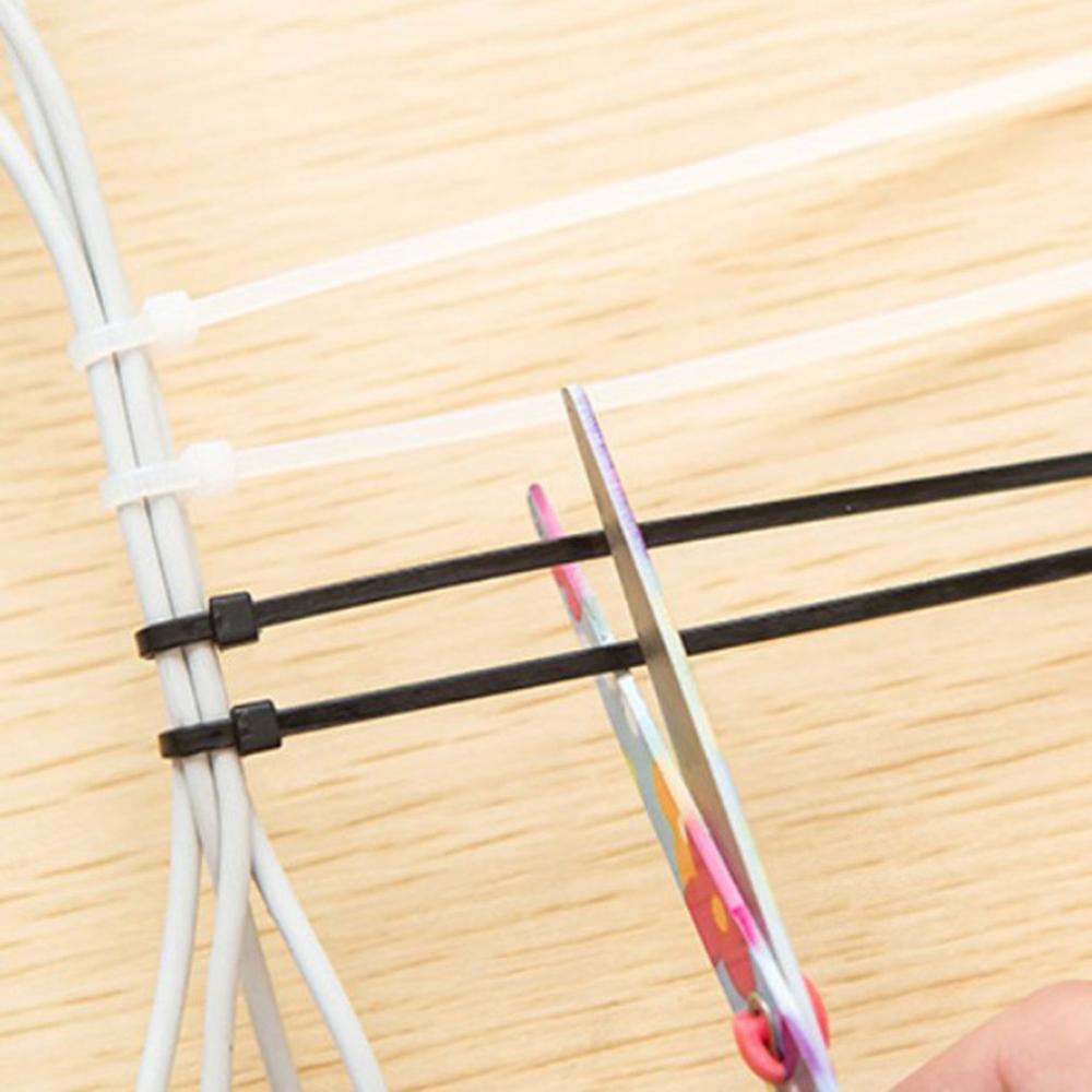 Selvlåsende nylon kabelbindere kabelhåndtering ledningsopbevaring bindende ledningsnet kabel kabel lynlåse 100 stk