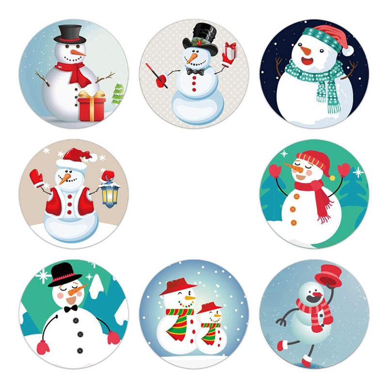 500Pcs Roll Stickers Kerst Dag Decoratie Serie Zelfklevende Etiketten