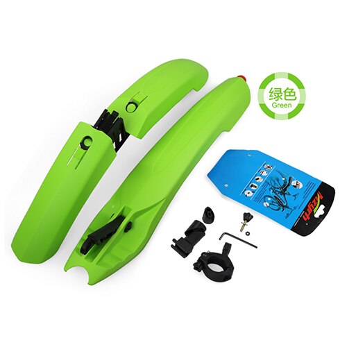 Staart Led-verlichting Mtb Fiets Spatbord Spatbord Mountainbike Voor Achter Spatbord Vleugel Plastic Fietsen Spatbord Onderdelen Accessoires: green