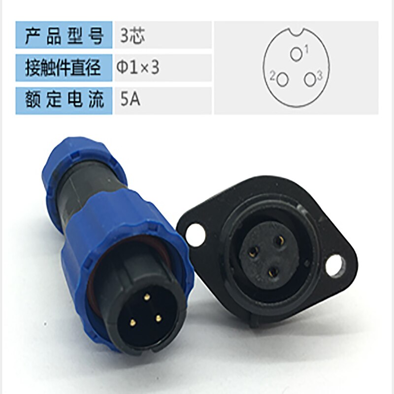 Luchtvaart Plug SP13 IP68 Waterdichte Connector Male Plug & Vrouwelijke Socket 1/2/3 .. 5 ../9P terug Moer Panel Mounted Draad Kabel Connector: SP13-3F