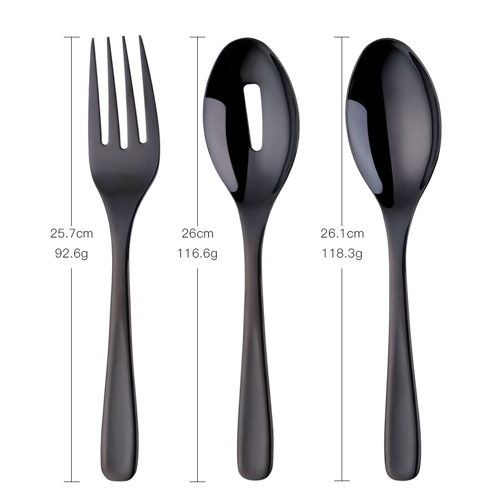 Kitchen 304 Stainless Steel Spoon Set Large Salad Dinner Serving Spoons Server Metal Fork Spoon Cutlery Set Steel Utensils