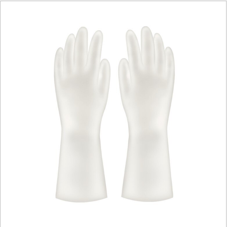 Kitchen Dishwashing Gloves Household Rubber Gloves Waterproof Anti-Hook Break Rubber Leather Durable Housework Glove: White / L
