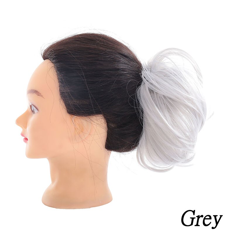 XUANGUANG chignon queue de cheval décoiffé | Chignon pour femmes, chignon à donuts, haute température et résistant à la chaleur: Grey