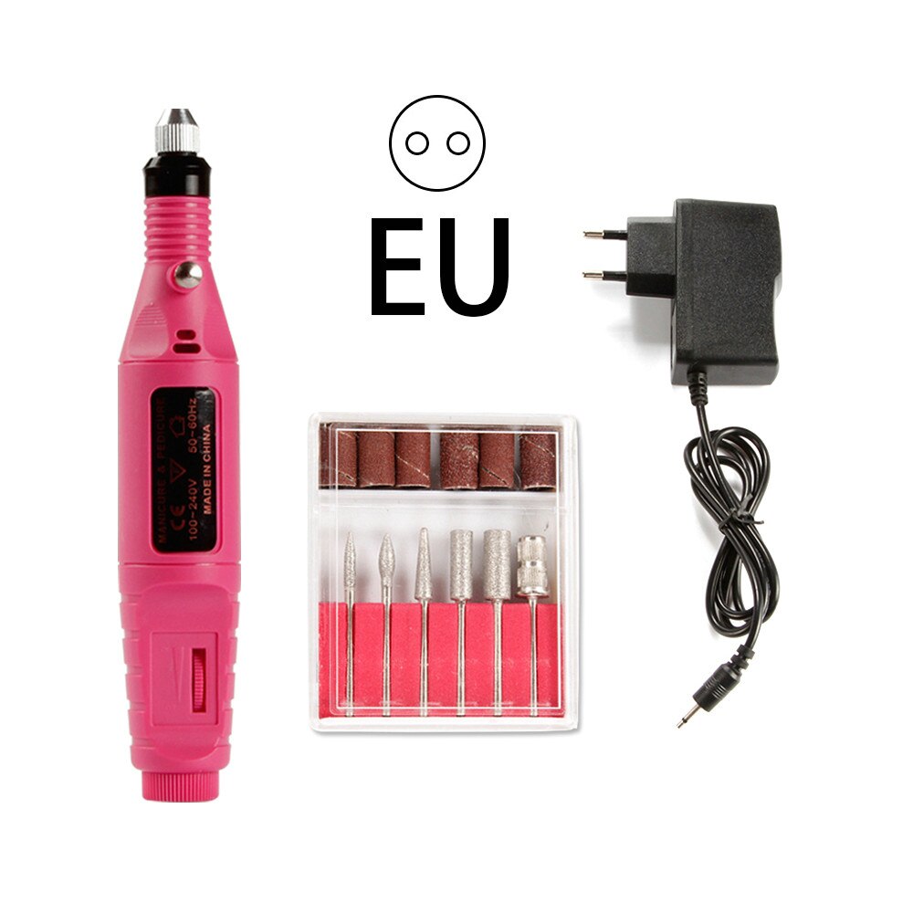 Electric Nail Drill Bits Set Milling Drill Machine for Manicure Nail Art Sanding File Gel Remover Mill Cutter Pedicure Apparatus: Rose Red EU