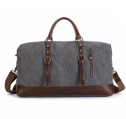 Vintage Leder Große Kapazität Reisetasche Männer Hand Gepäck Reise Duffle Tasche Leinwand Wochenende Multifunktionale handtaschen für männliche: Dark Grau