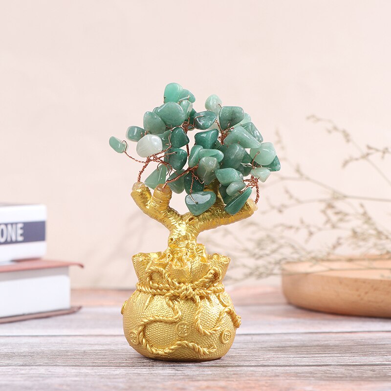 1Pcs Golden Crystal Lucky Schat Boom Gunstige Wishful Rijkdom Home Office Decoratie Standbeeld Kristal + Hars: Green