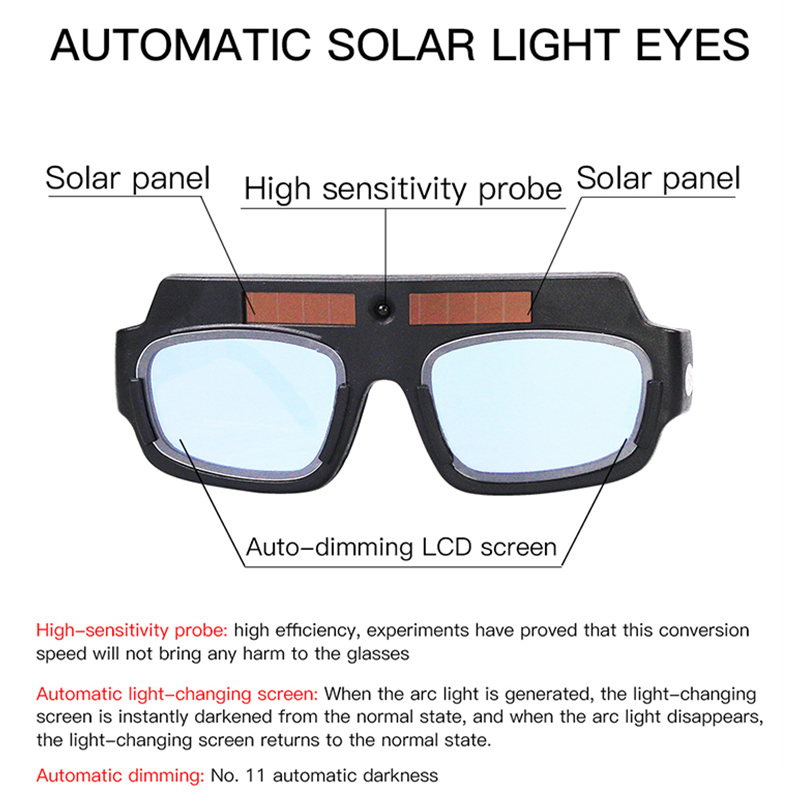 Zonne-energie Auto Verduistering Lasbril Lcd Beschermende Lightening Argonbooglassen Gas Snijden Veiligheidsbril Oogbescherming