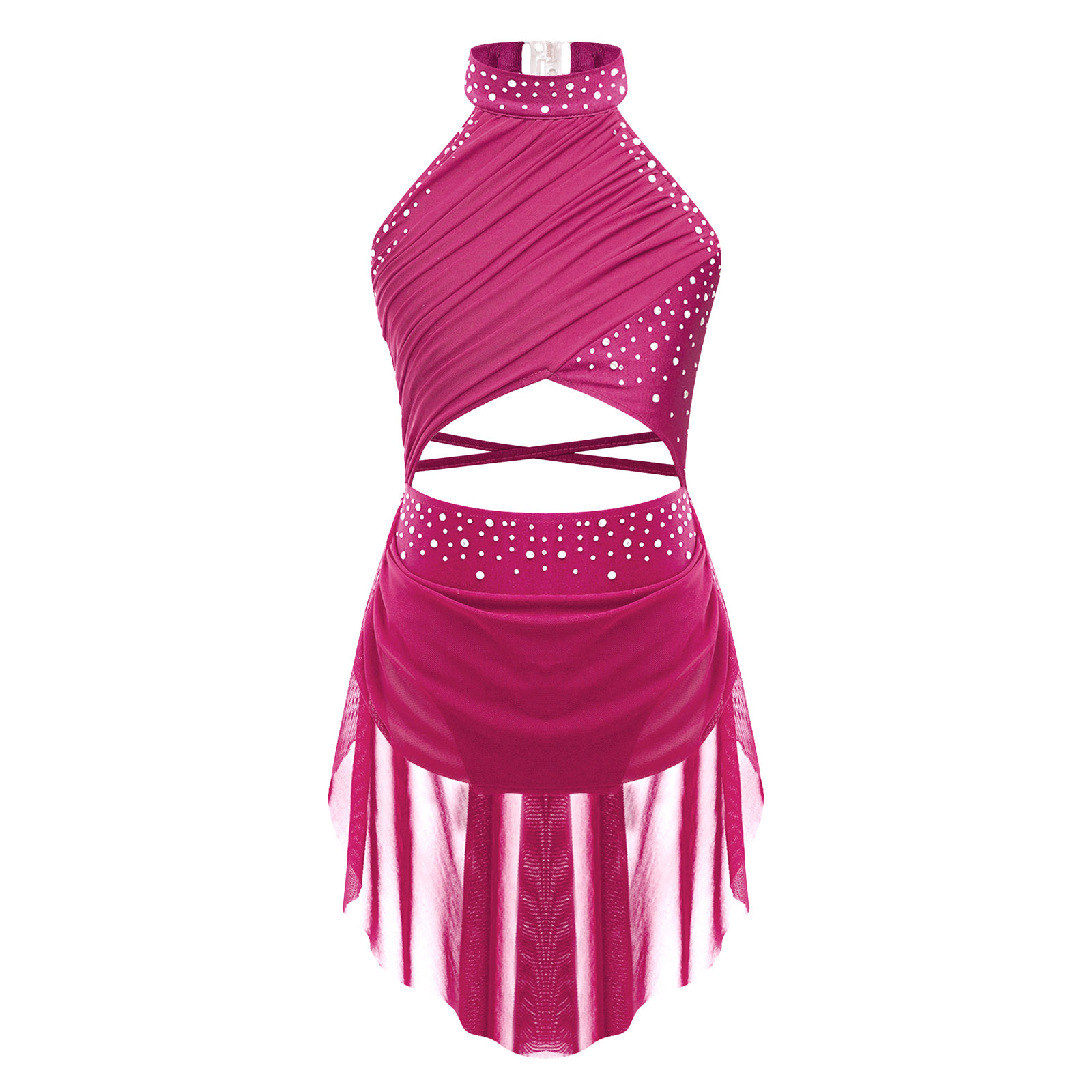 Kinderen Meisjes Ballet Turnpakje Jurk voor Lyrische Jazz Latin Dans Kostuum Backless Gymnastiek Jurk met Flowy Rok Stage Dancewear: M / Bruin