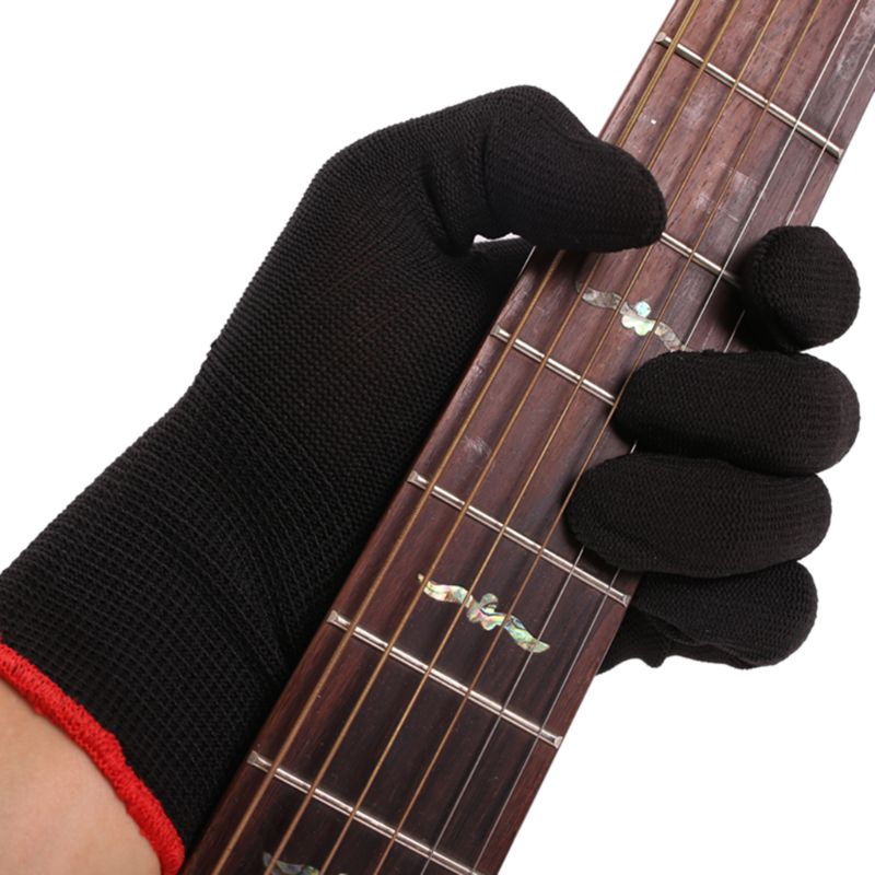 2 pièces anti-dérapant Nylon gants guitare basse gant Instrument de musique pratique main couverture pour guitares acoustiques électriques joueurs