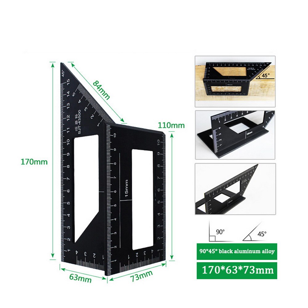 Multifunctionele Plein 45/90 Graden Gauge Hoek Liniaal Meten Houtbewerking Tool: G298074A1