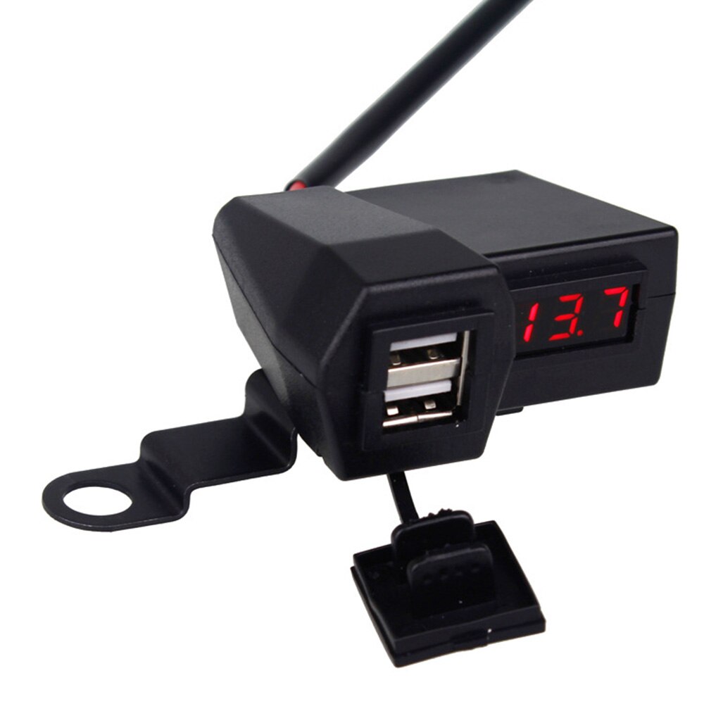 4 in 1 Double USB Adapter Waterproof Motorcycle Charger Support Installation with Switch Button