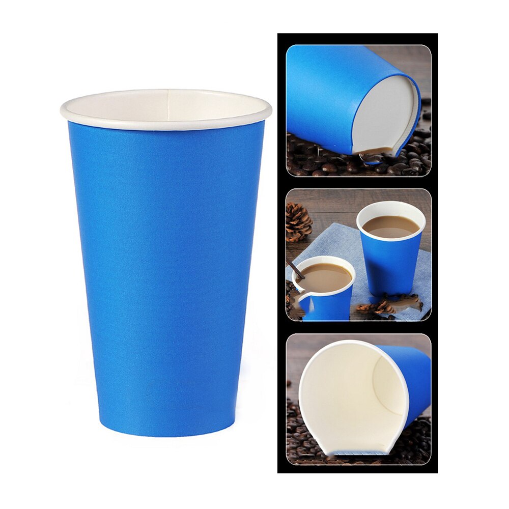 Disposable Paper Cup Household Coffee Milk Tea Cup Office Belt Thickened without Lid Tasting Cup 4 Oz 100ml Blue