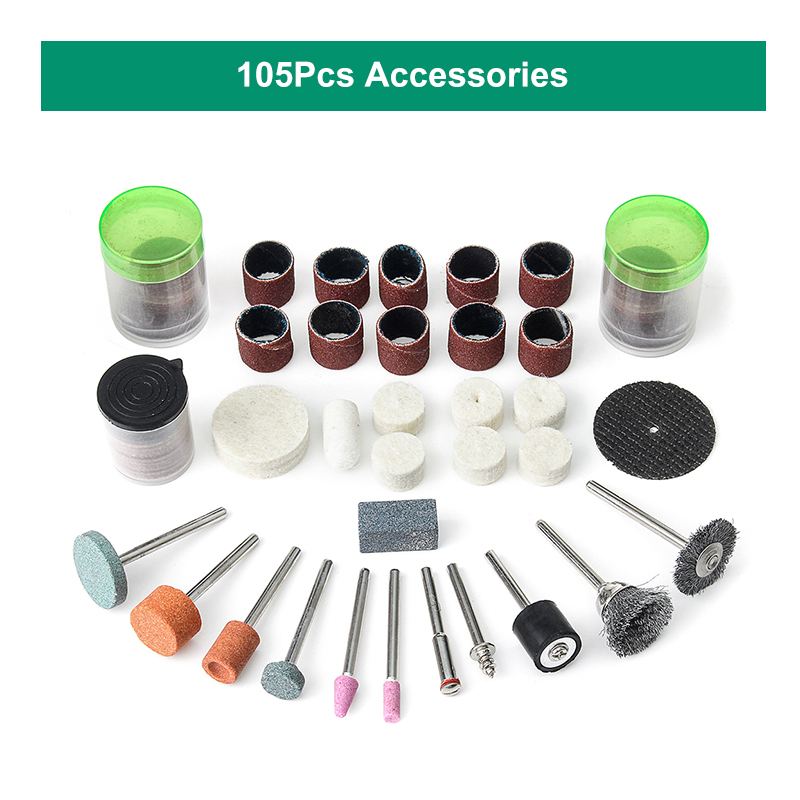 105/125/161/181Pcs Mini Cordless Electric Grinder Drill 3 Speed Adjustable USB Grinding Accessories Set Power Tools Engrave Pen: 105Pcs Accessories