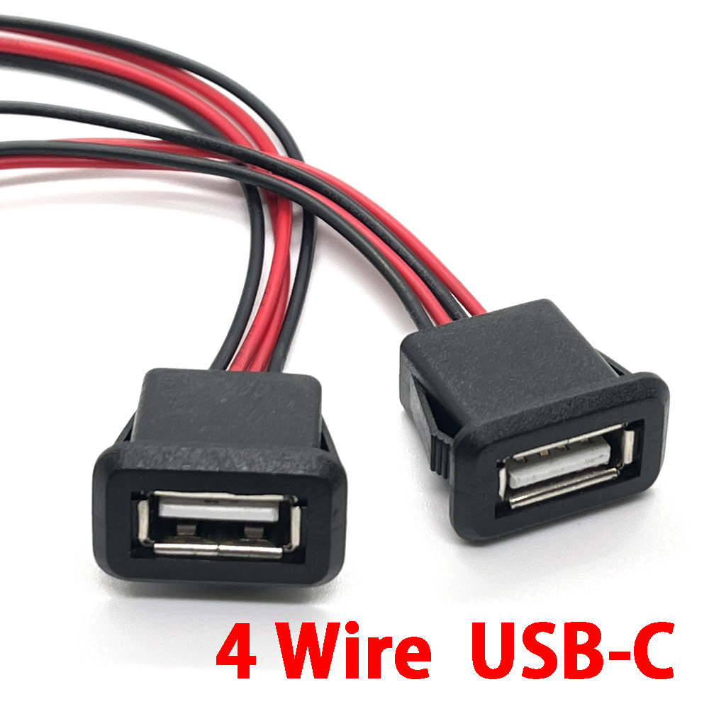 Conector de puerto de carga hembra USB 2,0 de 2/4 cables, conector de puerto de carga de 2 pines y 4 pines con Cable PH2.0, terminales eléctricos, enchufe de cargador USB