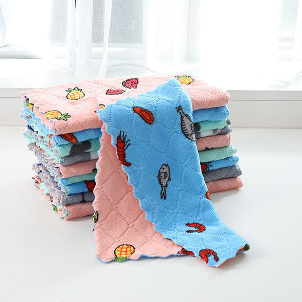 Keuken Anti-Vet Poetslappen Coral Fluwelen Super Absorberende Microfiber Schoonmaakdoekje Thuis Wassen Schotel Keuken Schoonmaken Handdoek