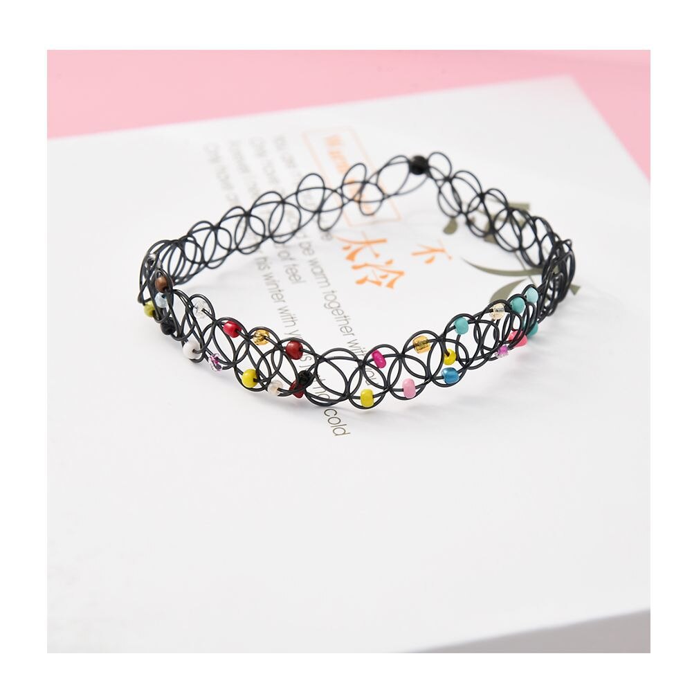 12 unids/set Fishline collares gargantilla para mujeres adolescentes niñas Stretch gótico Punk elástica hueco gargantilla collar de joyería de