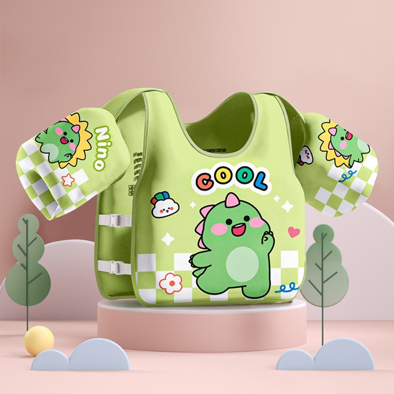 Baby Girls Boys Swimwear Non-inflatable Baby Float Arm Sleeve Floating Buoyancy Vest Kid Swimming Equipment Armbands: green
