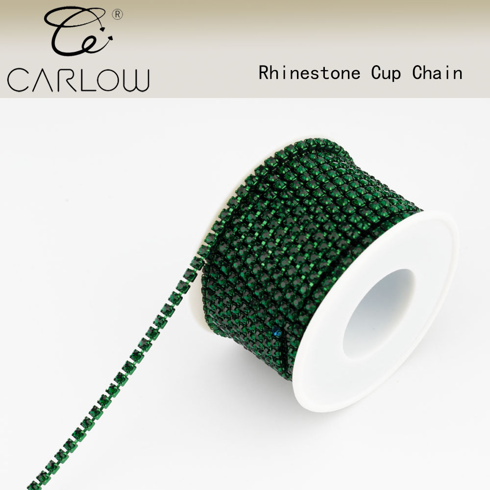 Carlow 10Yard/Rol Primaire Kleur Glas Kristallen Steentjes Ketting Naaien Op Close Cup Strass Kettingen Rol Voor Tas Decoratie: 4Mm / Brass