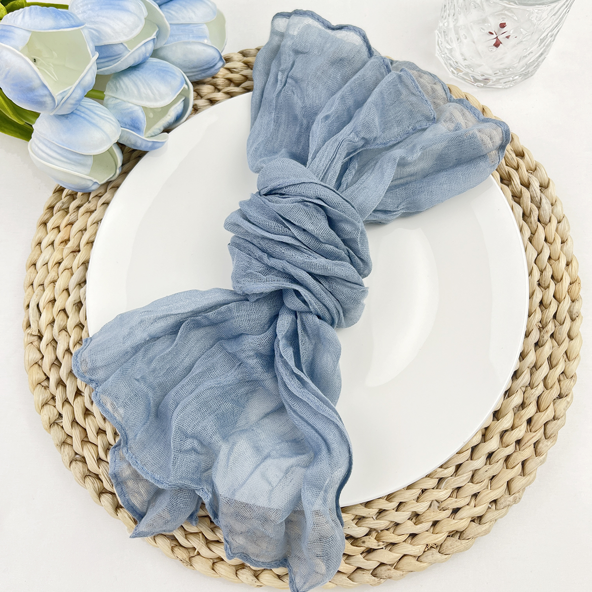 6Stck Salbei Blick Käsetuch Serviette Tisch Tischsets Einstellung Esszimmer Hochzeit Party Bankette Weihnachten Bankette BöGen Kuchen Dekor