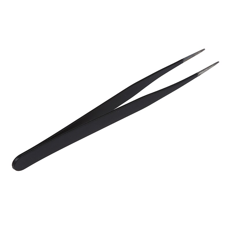 Black Metal Straight Sharp Tip Tweezer
