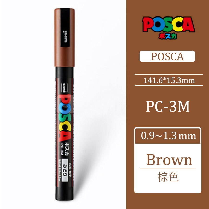 Uni Posca PC-3M 0,9-1,3mm Farbe Marker Stift Graffiti Wasser-basierend Farbige Marker Stifte dauerhaft Farbe Marker büro Schreibwaren: Kaffee PC-3M