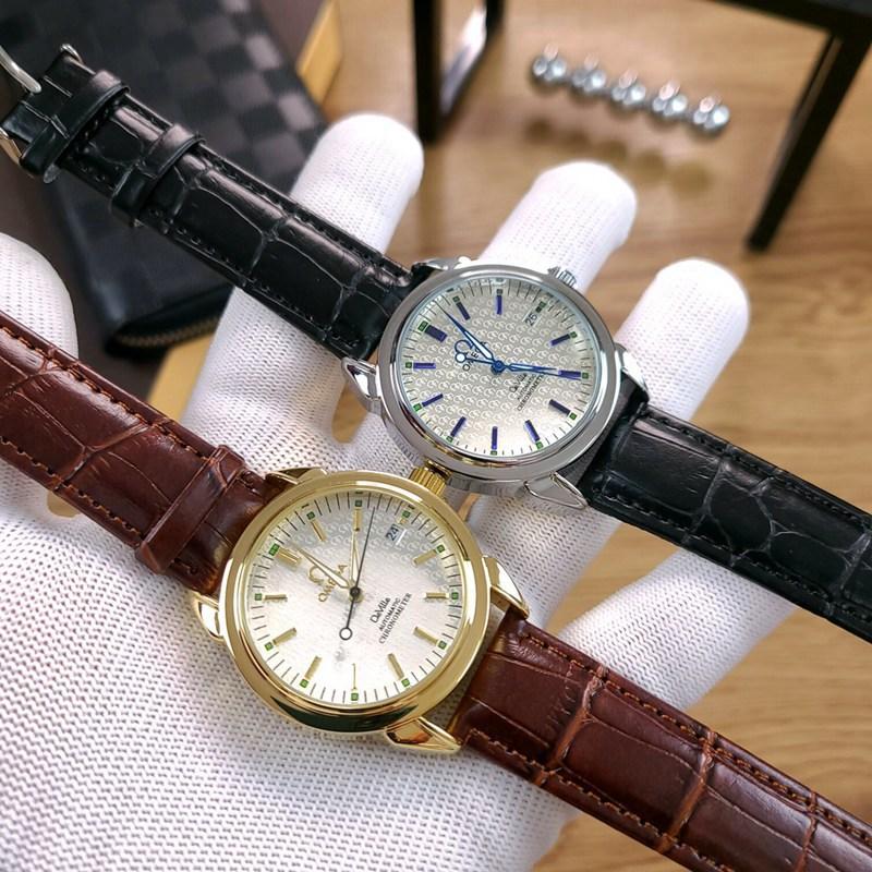 Omega- Brand Automatische Mechanische 007 Horloges Mannen Waterdichte Skeleton Polshorloge Met Vrouwen Mannen Lederen Band