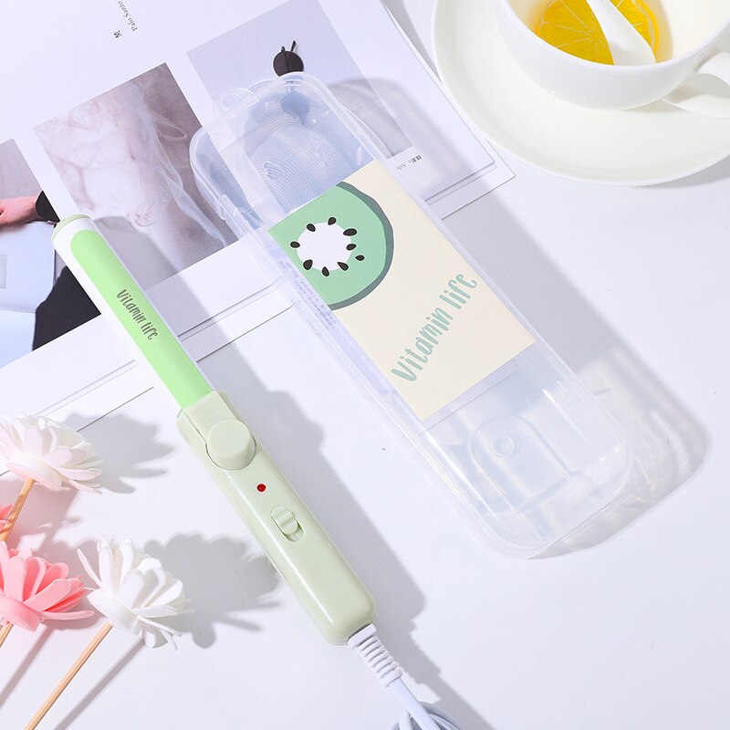 Mini palo para rizar el cabello con estampado de frutas, rizador de pelo eléctrico de pequeña potencia, herramientas de estilismo para el cabello