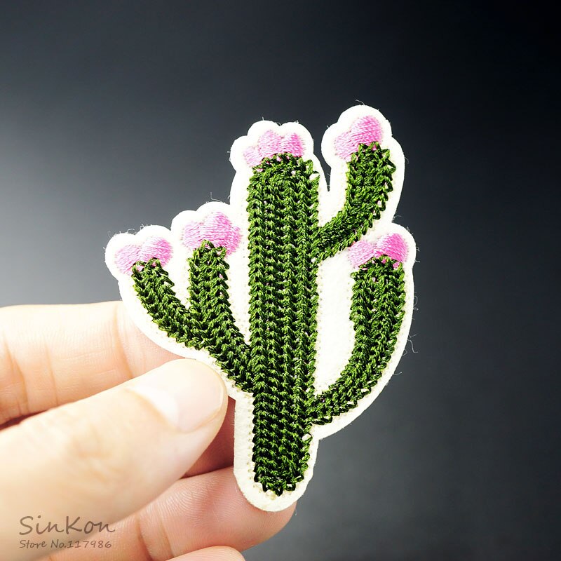Cactus (Size:5.2X6.5 Cm) diy Badge Patch Geborduurde Applique Naaien Kleding Stickers Kledingstuk Kleding Accessoires Badges