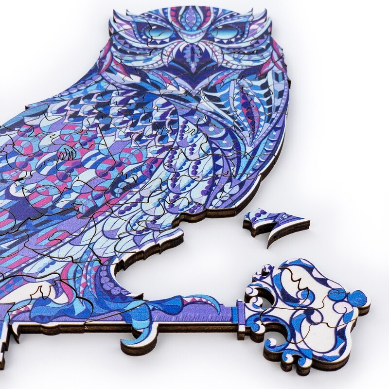 28EC Primary Puzzle Boxes Thickened Hard Wood DIY Wall Décor Owl Jigsaw for House