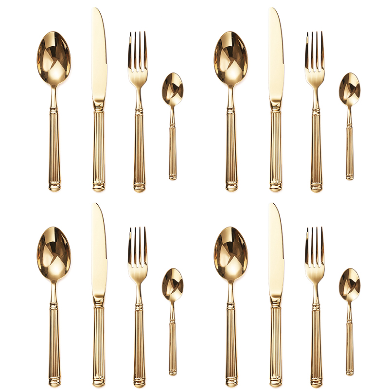 Europe Silver Luxury Cutlery Set 18/10 Stainless Steel Creativity Roman Column Flatware 304