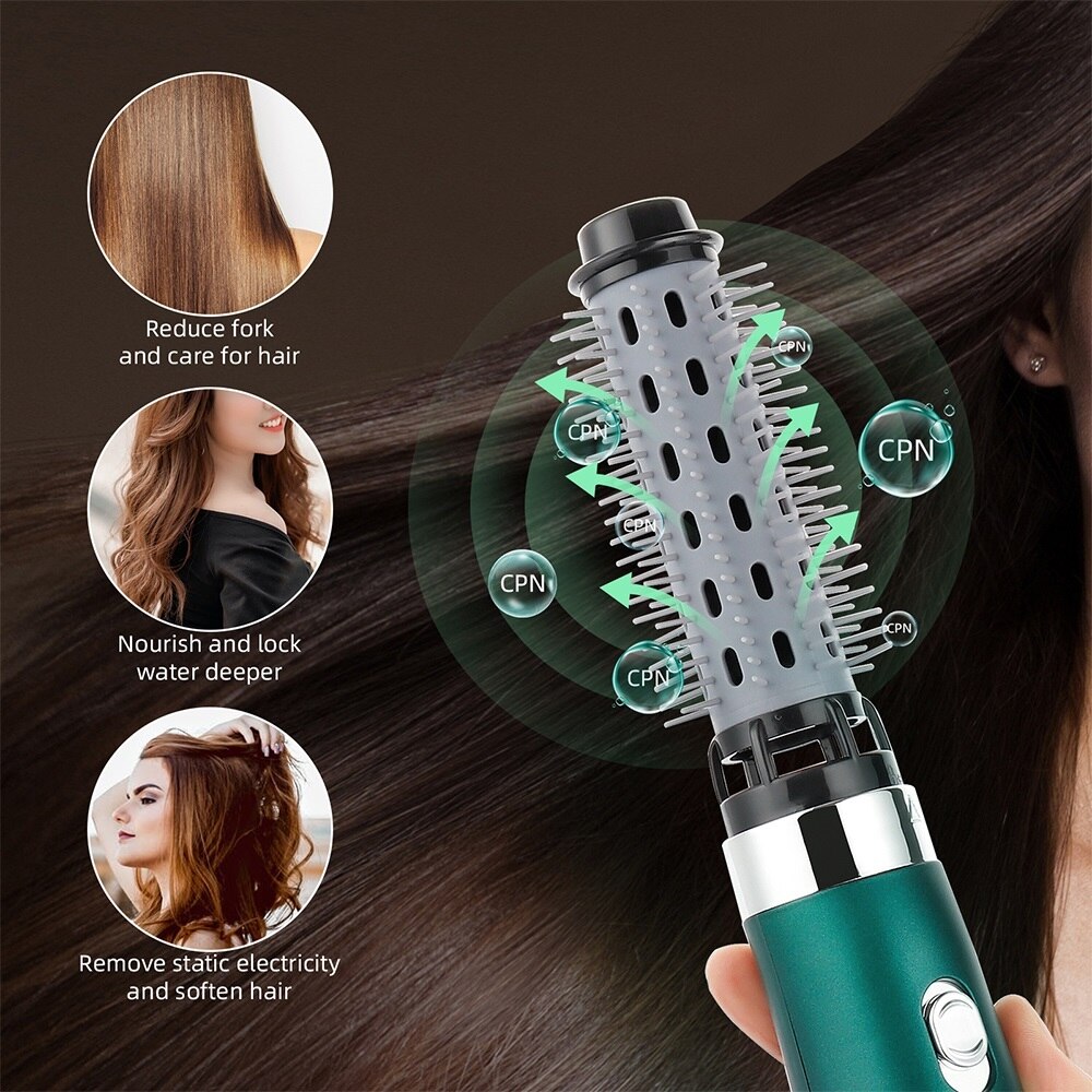 Ionic -Air Brushes 3 In1 Volumizer Hair Curler Hair Straightener Comb 360 Rotating Curling Hair Style Waves Curls Dryer Salon