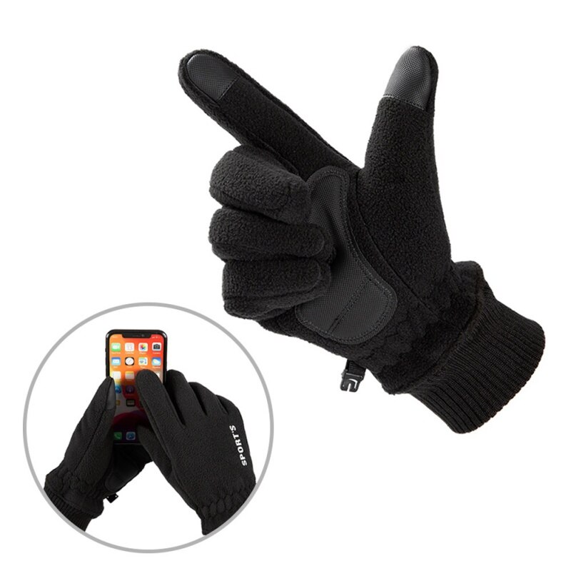Gants polaire épais pour hommes, antidérapants, pour écran tactile, chauds, coupe-vent, cyclisme, Ski, neige, hiver