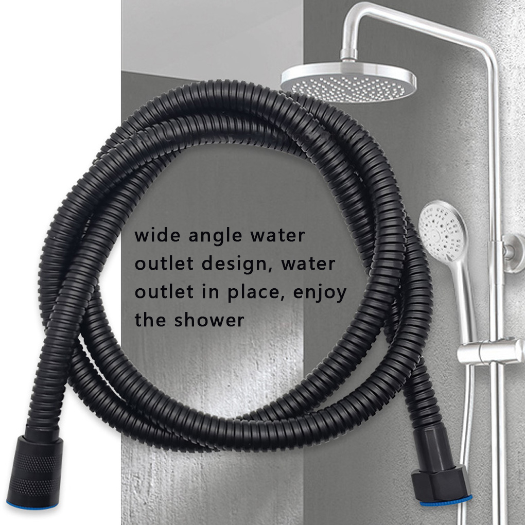 1.5M G1/2 Water Inlet Pipe Black Stainless Shower Head Hose Bathroom Shower Hose Fittings Replacement Soft Water Pipe