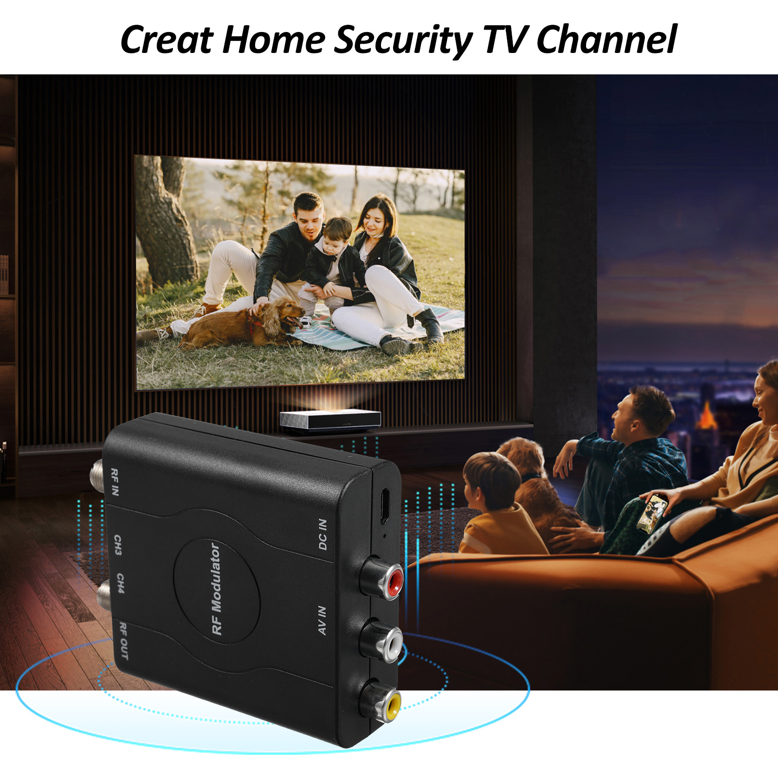 HF-Modulator AV-HF-Wandler NTSC Ch3/Ch4-Kanäle Video-Eingangs Adapter HD-UKW-Demodulator-Konverter für Catv-System