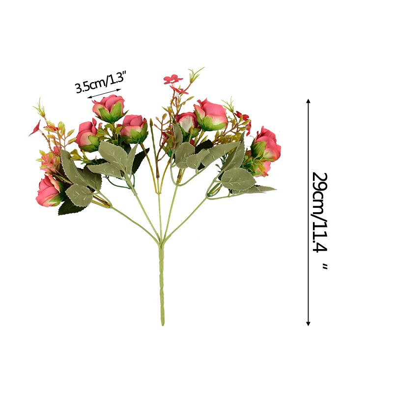 Ramo de flores artificiales Multicolor de 10 cabezas, rosas de seda falsas para decoración de hogar, jardín, , boda Vintage, 1 unidad
