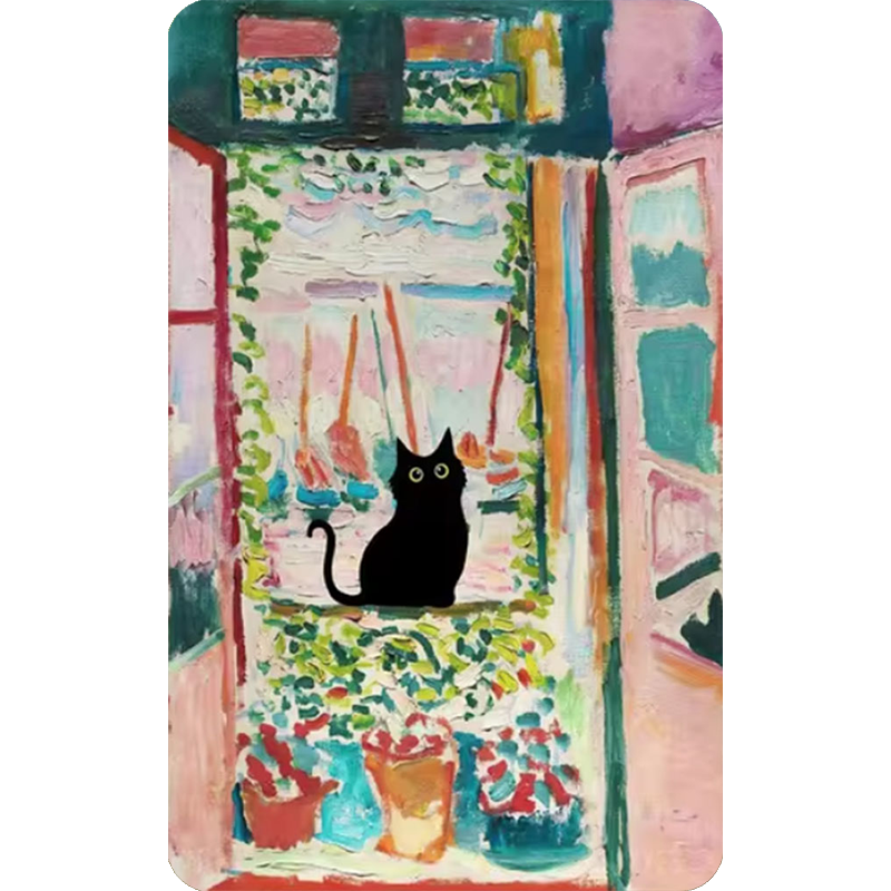 Funny Art Matisse Monet Black Cat Van Gogh Refrigerator Magnet,suitable for Home Kitchen,refrigerator Wall Door,officedecoration: Light Grey