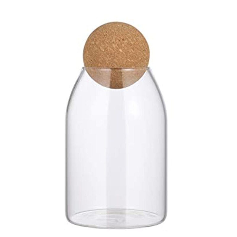 Pot de Stockage en verre avec Couvercle En Bois Boule De Bonbon Clair Pot pour Servir le Thé Café: m