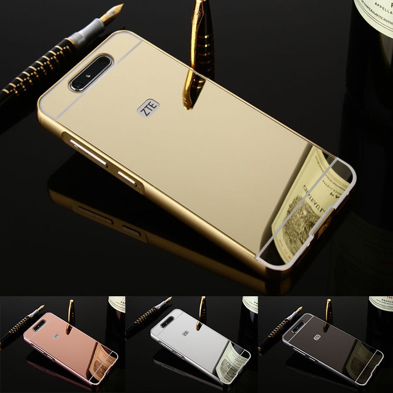 For ZTE Blade V8 case Luxury Rose Gold Aluminum Mirror Back Cover Case For ZTE V8 V 8 Case Protective Phone Bags