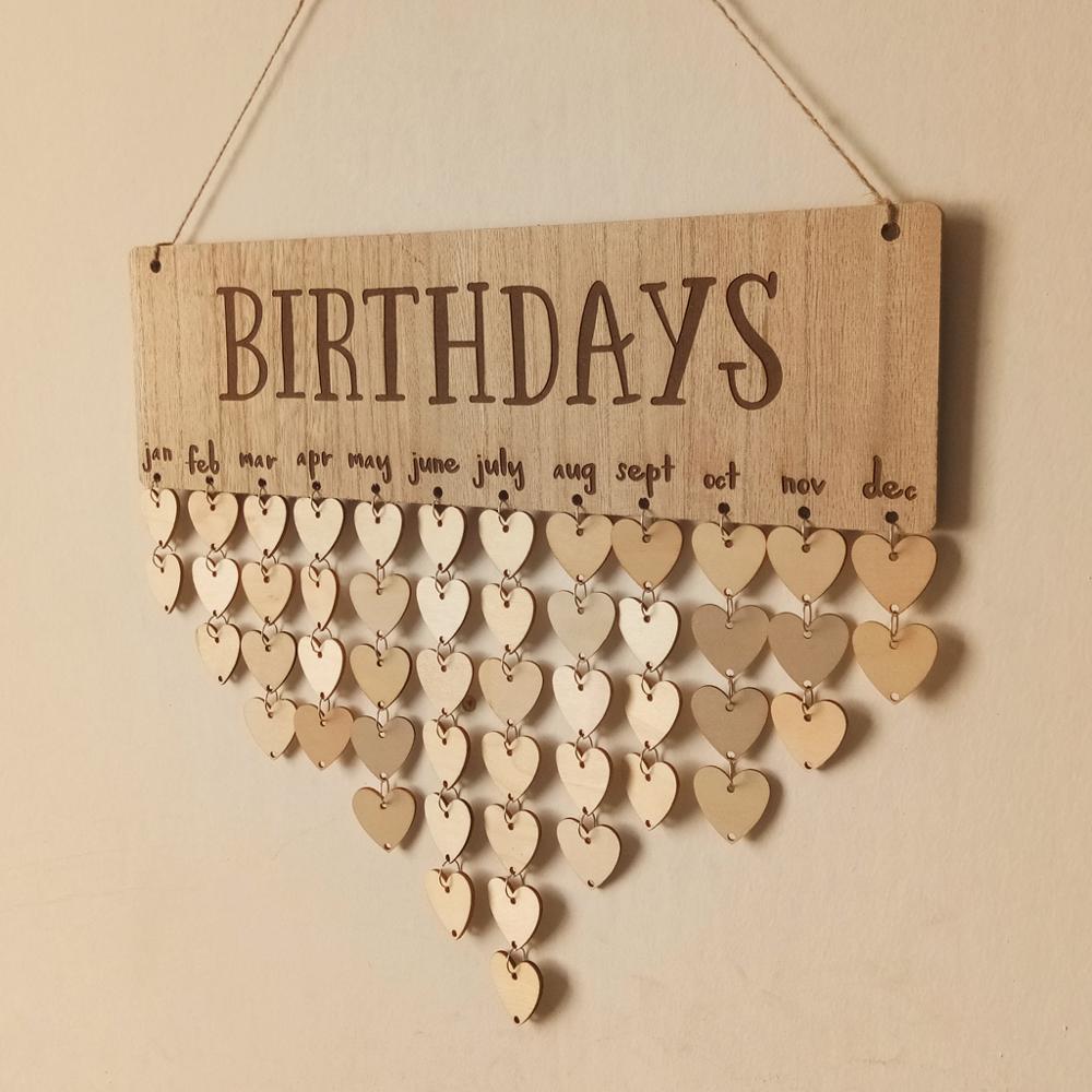 Birthday Reminder Advent Calendar Wood Board DIY Handmade Craft Rustic Hanging for Home Decoration Party Celebration Favor