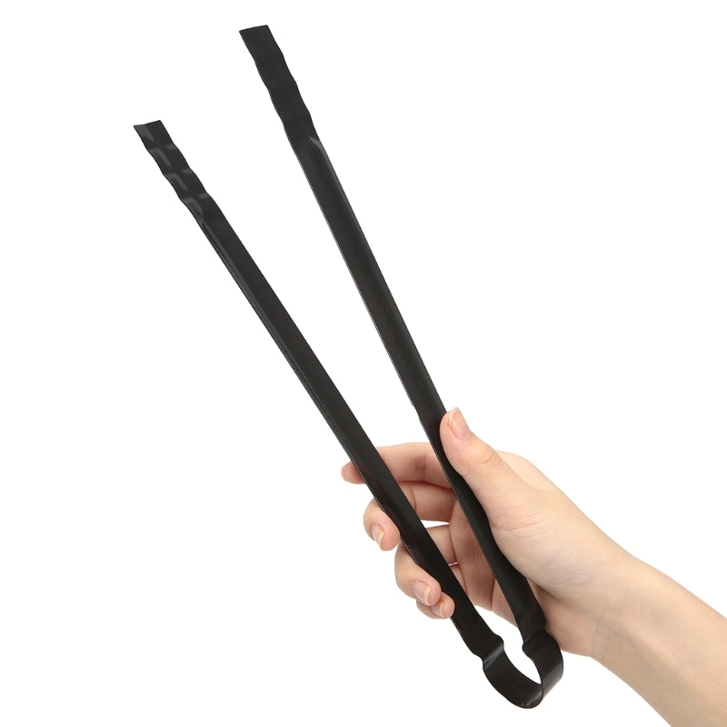 Pince à charbon de Barbecue noir | Poignée en métal, accessoires de gril, pince à aliments en plein air, outil de cuisine de Camping