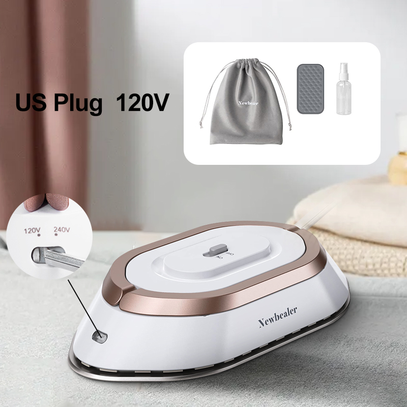 Mini plancha seca eléctrica de mano, 120V/220V, doble voltaje, 30S, calor, sin vapor, planchas para ropa, portátil, ligero, viaje: Blanco