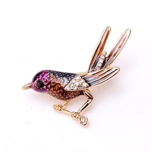 (Inklaring Verwerking) Elegante Dier Insect Broches Pins Bee Mier Flamingo Pauw Mannen Vrouwen Broche Voor Party: 14 purple head