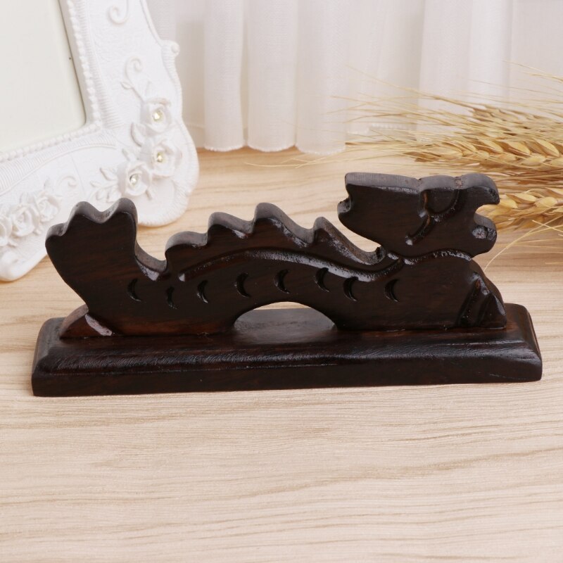 Dragon Vorm Borstel Rest Stand Chinese Kalligrafie Pen Houder Vintage Gesneden Hout