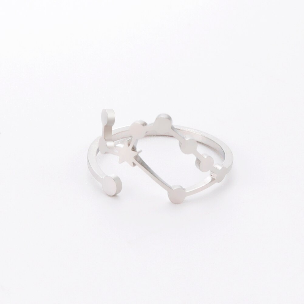 COOLTIME 12-Sternbild-Damenring, Edelstahl, Sternzeichen, verstellbare Ringe, Löwir, Jungfrau, Waage, Fische, Schmuck, Geburtstagsgeschenk: königlich Blau