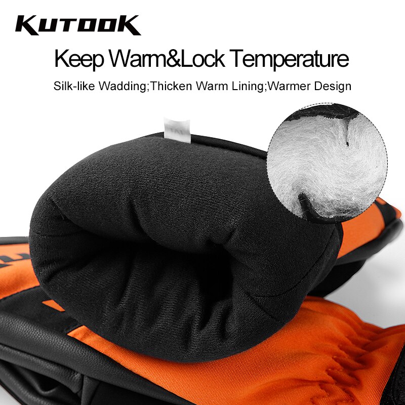 KUTOOK Ski Cycling Winter Gloves Mittens For Snowboard Snowmobile Heating Warm Fleece Waterproof Wind-resistant Men Women Gloves