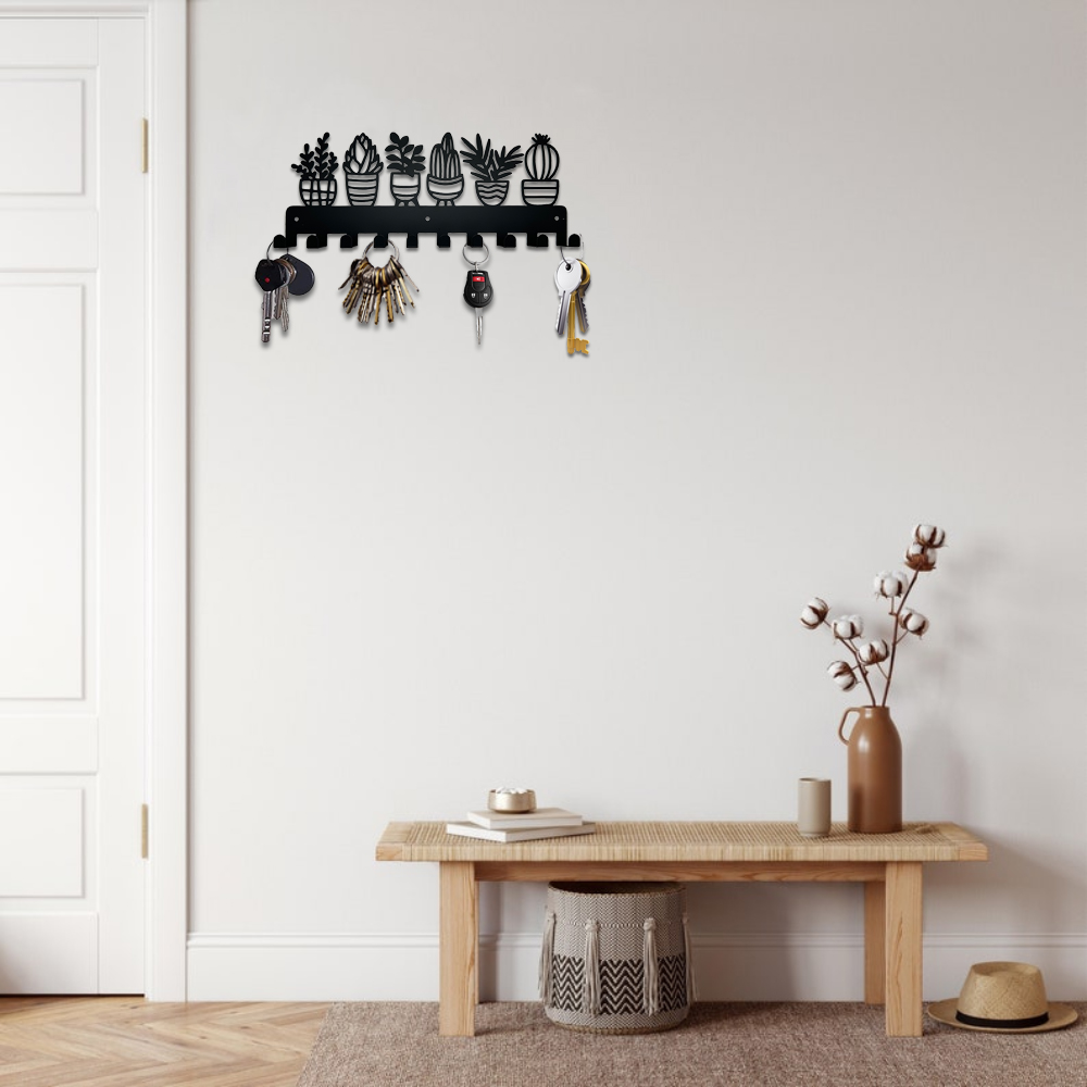 Ganchos de Metal para pared, soporte para llaves, plantas en macetas, ganchos decorativos, colgadores de estante montados en la pared con 10 ganchos para llaves