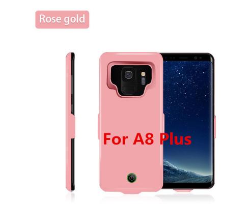 Funda de carga de batería para Samsung Galaxy S8, S9 Plus, A8 Plus, cargador de batería, paquete de respaldo, funda de Banco de energía para S 8 S 9 A 8: Rosy for A8 Plus