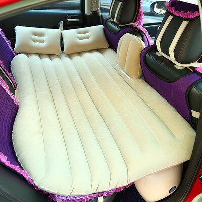 Auto Luchtbed Auto Shock Matras Auto Massaal Luchtbed Outdoor Reizen Air slaapbank bed Auto opblaasbare reizen bed: Beige